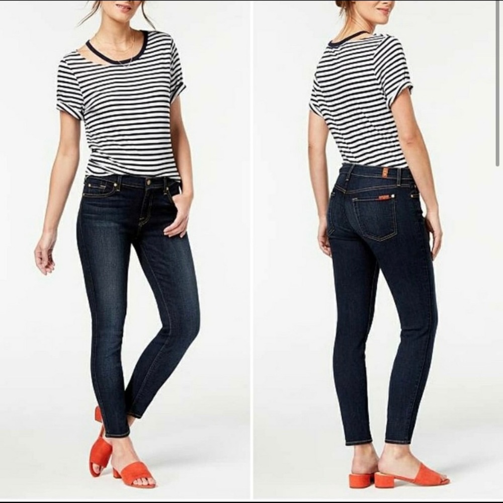 7 For All Mankind Mid Rise Ankle Skinny Jeans
